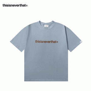 Thisisneverthat 春夏 純棉 簡約Logo印花 百搭休閑 圓領短袖T恤 男女款 淺藍