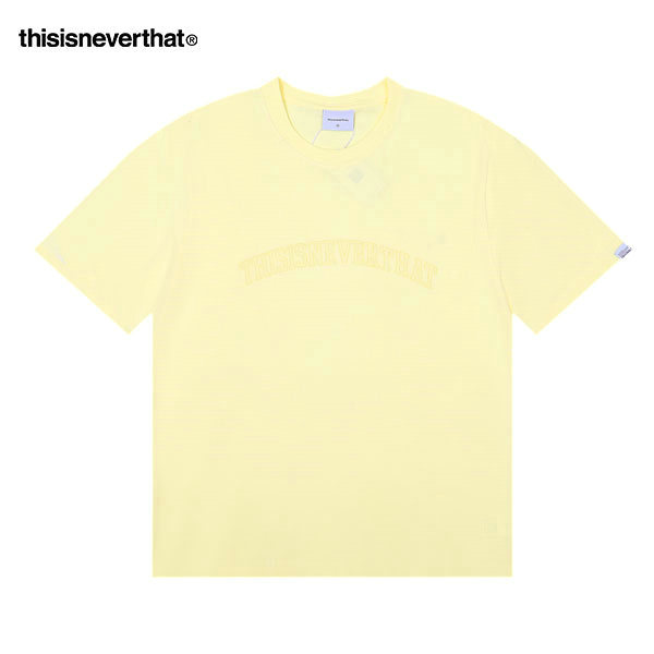 Thisisneverthat Logo印花 純棉圓領短袖T恤 純色 時尚百搭 男女款 奶黃 Thisisneverthat Logo印花 純棉圓領短袖T恤 純色 時尚百搭 男女款 奶黃