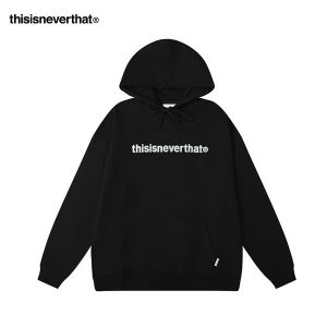 Thisisneverthat 帽T 白色字母刺繡 連帽衛衣 舒適百搭 情侶裝 黑色