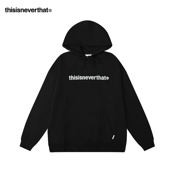 Thisisneverthat 帽T 白色字母刺繡 連帽衛衣 舒適百搭 情侶裝 黑色 Thisisneverthat 帽T 白色字母刺繡 連帽衛衣 舒適百搭 情侶裝 黑色