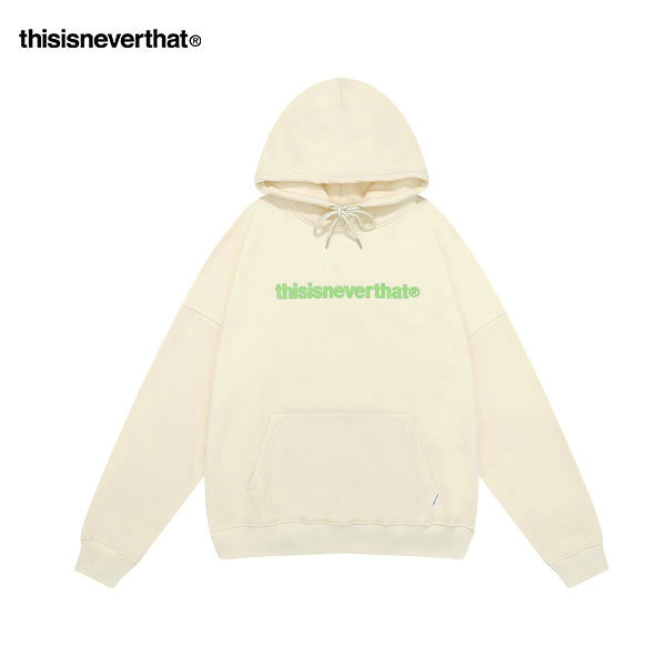 Thisisneverthat 帽T 經典刺繡Logo 連帽衛衣 寬鬆休閒 男女款 杏色 Thisisneverthat 帽T 經典刺繡Logo 連帽衛衣 寬鬆休閒 男女款 杏色