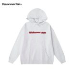 Thisisneverthat 帽T 紅色字母刺繡 連帽衛衣 秋冬校園 情侶裝 淺灰