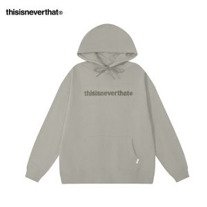 Thisisneverthat 帽T 經典字母刺繡 連帽衛衣 校園休閒 男女款 灰色