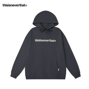 Thisisneverthat 帽T 經典字母刺繡 連帽衛衣 寬鬆休閒 男女款 深藍