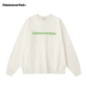 Thisisneverthat 衛衣 經典字母刺繡 圓領打底衫 寬鬆休閒 情侶裝 白色
