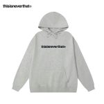 Thisisneverthat 帽T 黑色字母刺繡 街頭時尚 連帽衛衣 情侶裝 灰色