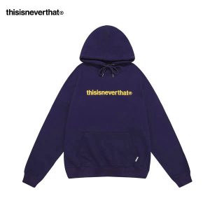 Thisisneverthat 帽T 字母刺繡Logo 街頭百搭 連帽衛衣 男女款 深藍