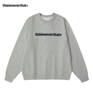 Thisisneverthat 衛衣 經典字母刺繡 圓領打底衫 寬鬆舒適 男女款 灰色