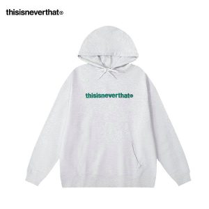 Thisisneverthat 帽T 經典字母刺繡 純色連帽衛衣 情侶裝 淺灰