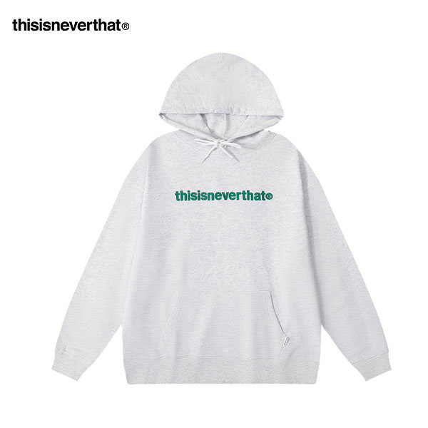 Thisisneverthat 帽T 經典字母刺繡 純色連帽衛衣 情侶裝 淺灰 Thisisneverthat 帽T 經典字母刺繡 純色連帽衛衣 情侶裝 淺灰